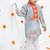 Grey geometrical printed hand embroidery kurta with pajama set for boys