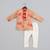 Beige geometrical printed hand embroidery kurta with pajama set for boys