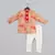 Beige geometrical printed hand embroidery kurta with pajama set for boys