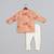 Beige geometrical printed hand embroidery kurta with pajama set for boys
