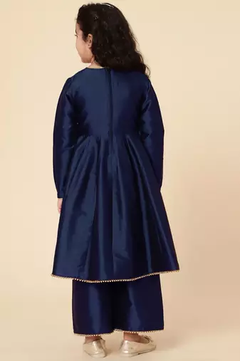 Girls' Ethnic Party Wear Clothing Set - Traditional Kurta, Palazzo, and Dupatta