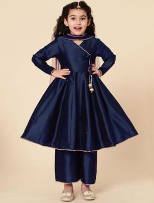 Girls' Ethnic Party Wear Clothing Set - Traditional Kurta, Palazzo, and Dupatta 1