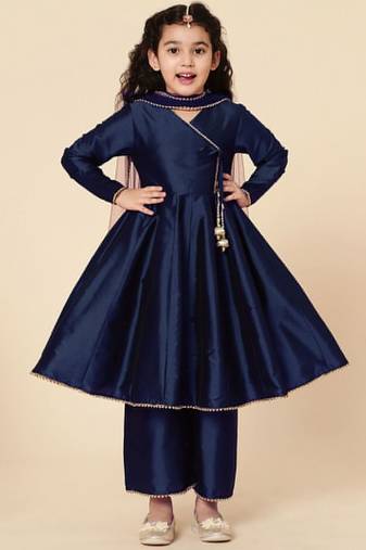 Girls' Ethnic Party Wear Clothing Set - Traditional Kurta, Palazzo, and Dupatta