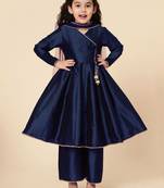 Girls' Ethnic Party Wear Clothing Set - Traditional Kurta, Palazzo, and Dupatta