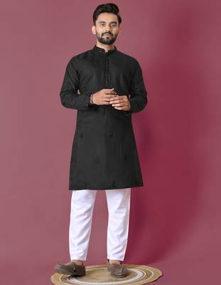 Black hand work men's kurta and Pajama for Mens 1