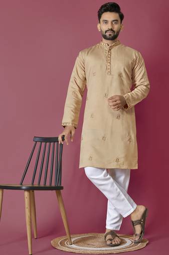 Brown hand work men's kurta and Pajama for Mens