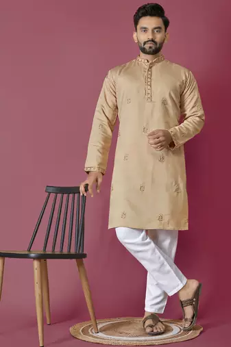 Brown hand work men's kurta and Pajama for Mens