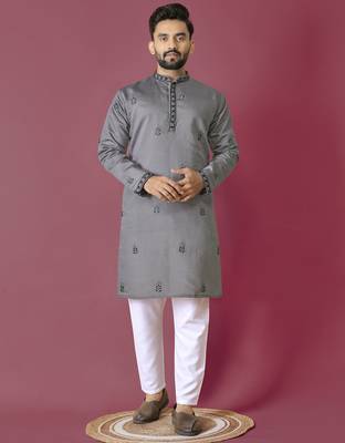 Grey hand work men's kurta and Pajama for Mens 1