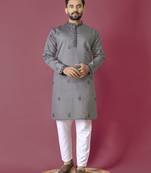 Grey hand work men's kurta and Pajama for Mens