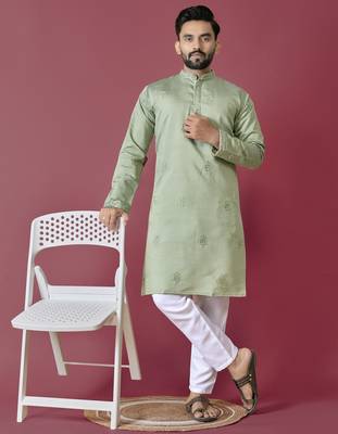 Pista hand work men's kurta and Pajama for Mens 1