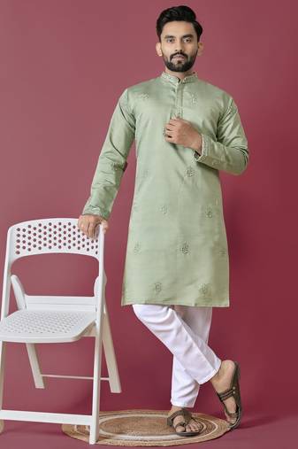 Pista hand work men's kurta and Pajama for Mens