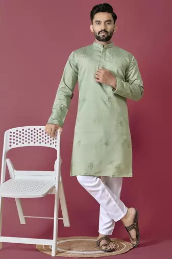 Pista hand work men's kurta and Pajama for Mens