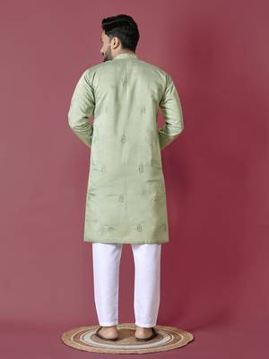 Pista hand work men's kurta and Pajama for Mens 2
