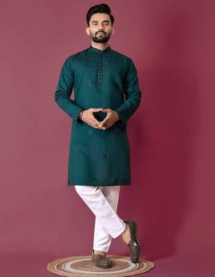 Rama hand work men's kurta and Pajama for Mens 1