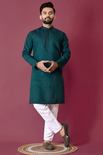 Rama hand work men's kurta and Pajama for Mens