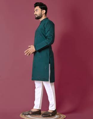 Rama hand work men's kurta and Pajama for Mens 3