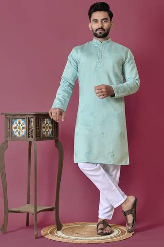 Sky hand work men's kurta and Pajama for Mens