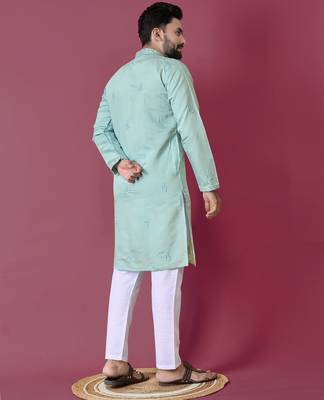 Sky hand work men's kurta and Pajama for Mens 2