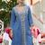 Blue  premium embroidered pure-muslin stitched salwar suit