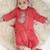 Boy red flower embroidery with dhoti set