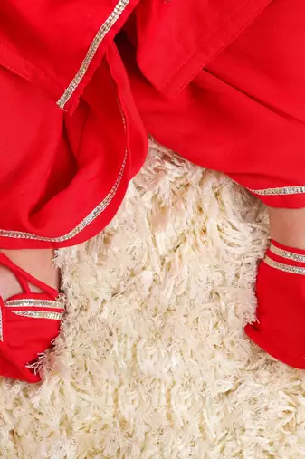 Boy red flower embroidery with dhoti set