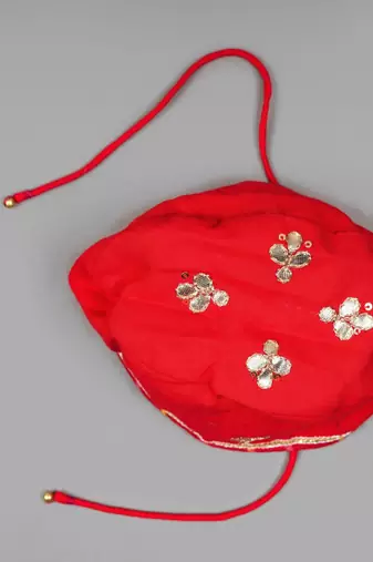 Boy red with flower gota hand embroidery with lehariya dhoti set