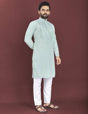 Pista original mirror work men's kurta and Pajama for Mens 1