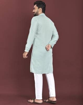 Pista original mirror work men's kurta and Pajama for Mens 2