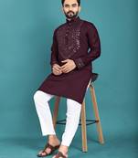 Purple original mirror work men's kurta and Pajama for Mens