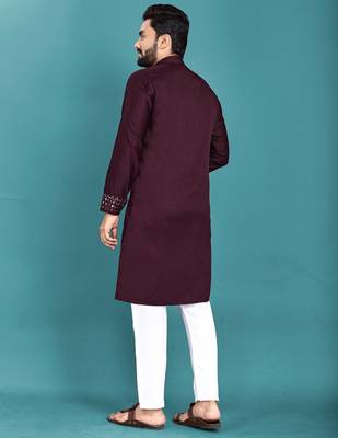 Purple original mirror work men's kurta and Pajama for Mens 2