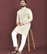 White original mirror work men's kurta and Pajama for Mens