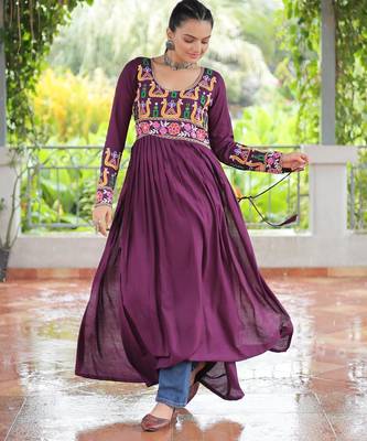 Wine rayon kutchi gamthi work navratri kurti 5
