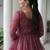 Maroon Georgette Kutchi Work Peplum Top With Cotton Flared Lehenga