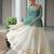 Green Georgette Kutchi Work Peplum Top With Cotton Flared Lehenga