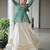 Green Georgette Kutchi Work Peplum Top With Cotton Flared Lehenga