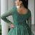 Green Georgette Kutchi Work Peplum Top With Cotton Flared Lehenga