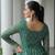 Green Georgette Kutchi Work Peplum Top With Cotton Flared Lehenga