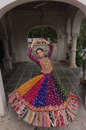 Georgette Kutchi Gamthi Work chaniya choli