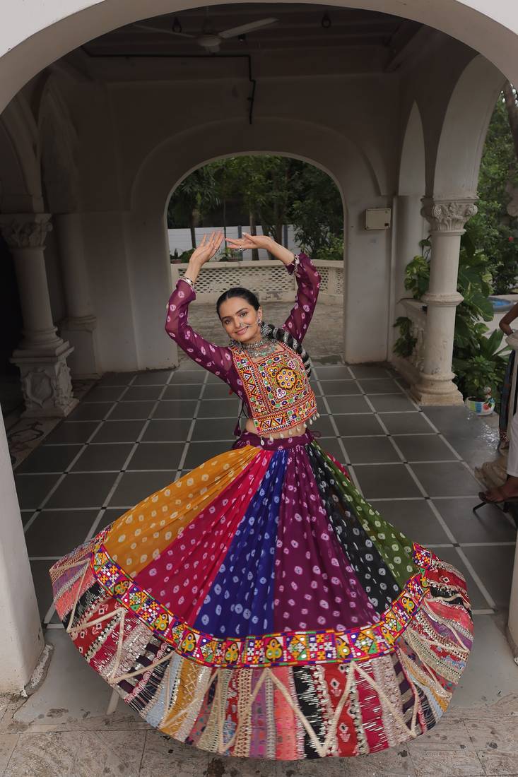 Georgette Kutchi Gamthi Work chaniya choli