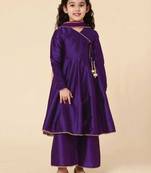 Girls' Ethnic Party Wear Clothing Set - Traditional Kurta, Palazzo, and Dupatta