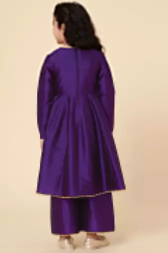 Girls' Ethnic Party Wear Clothing Set - Traditional Kurta, Palazzo, and Dupatta