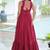 Maroon rayon kutchi gamthi thread embroidered & mirror work navratri gown