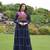 Navy blue rayon kutchi gamthi thread embroidered & mirror work navratri gown
