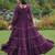 Wine rayon kutchi gamthi thread embroidered & mirror work navratri gown