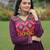Wine rayon kutchi gamthi thread embroidered & mirror work navratri gown