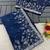 Navy Blue embroidered print Jimmy Choo Saree with stitched blouse