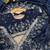 Navy Blue embroidered print Jimmy Choo Saree with stitched blouse