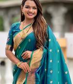 Green Maharastrian Paithani silk blend Saree