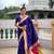 Navy Blue Maharastrian Paithani silk blend Saree