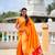 Orange Maharastrian Paithani silk blend Saree